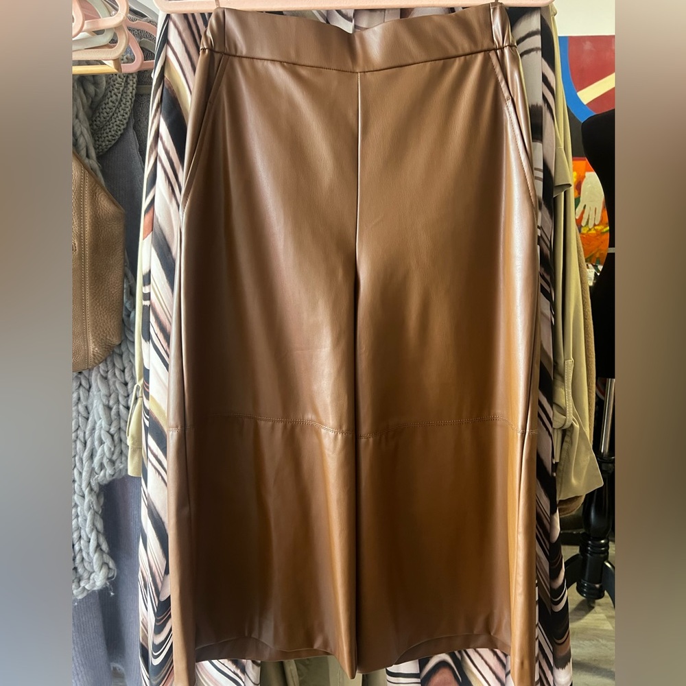 Brown Faux Leather Women Shorts - Picture 3 of 8